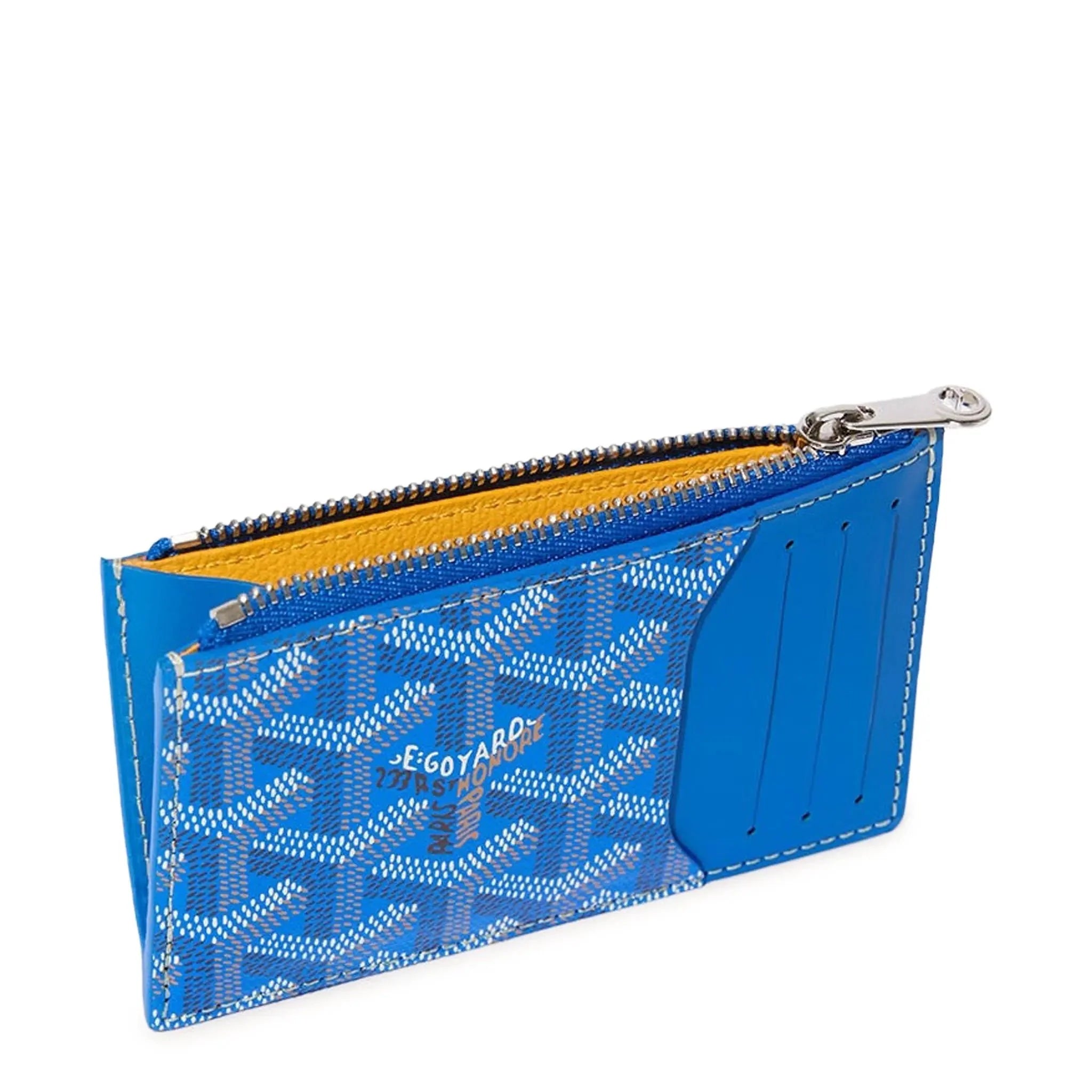 Top view of Goyard Bourbon Zipped Sky Blue Card Holder BOURBOPMLTY10CL10P