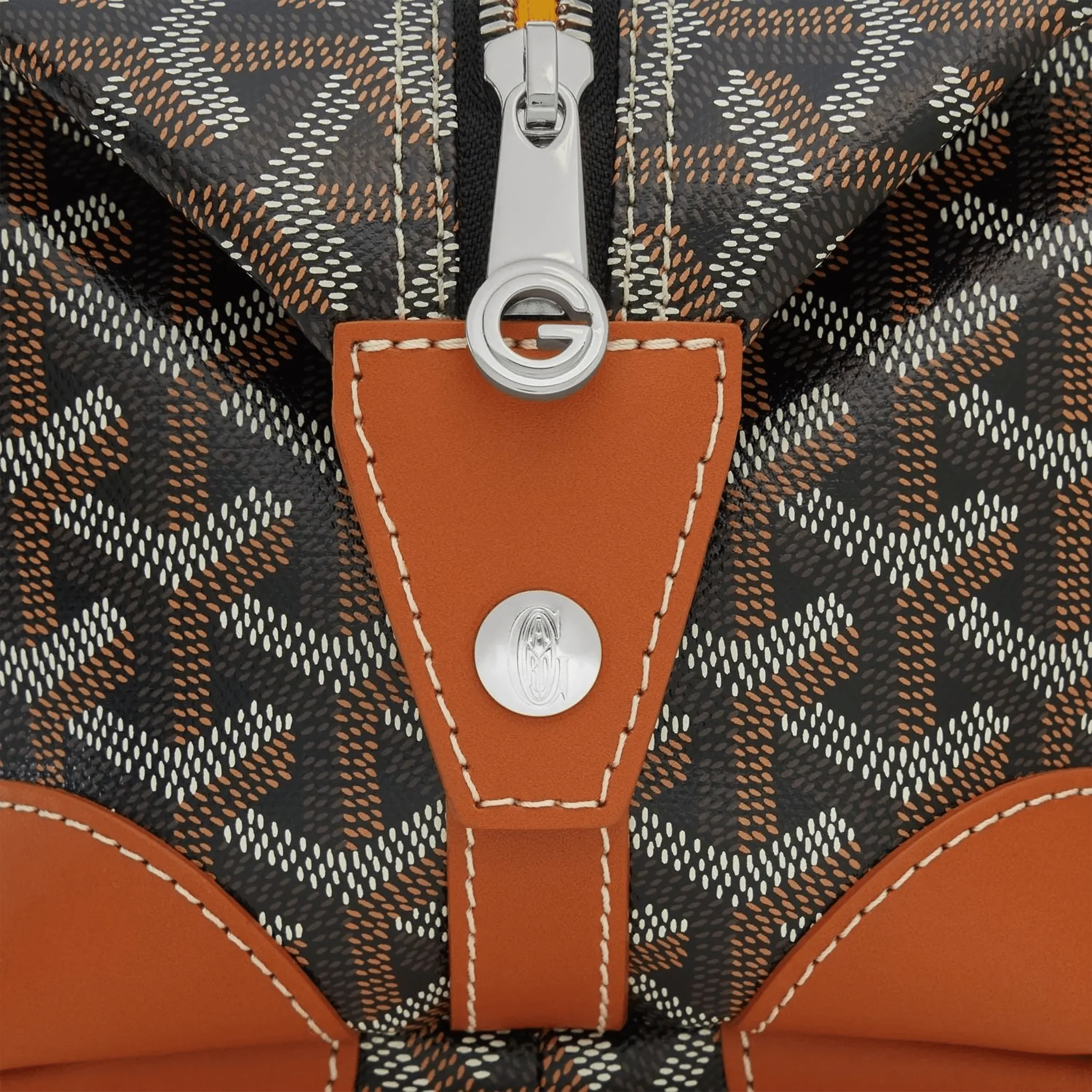 Side view of Goyard Bowling 25 Black Tan Toiletry Bag BOWLIN025TY01CL03P