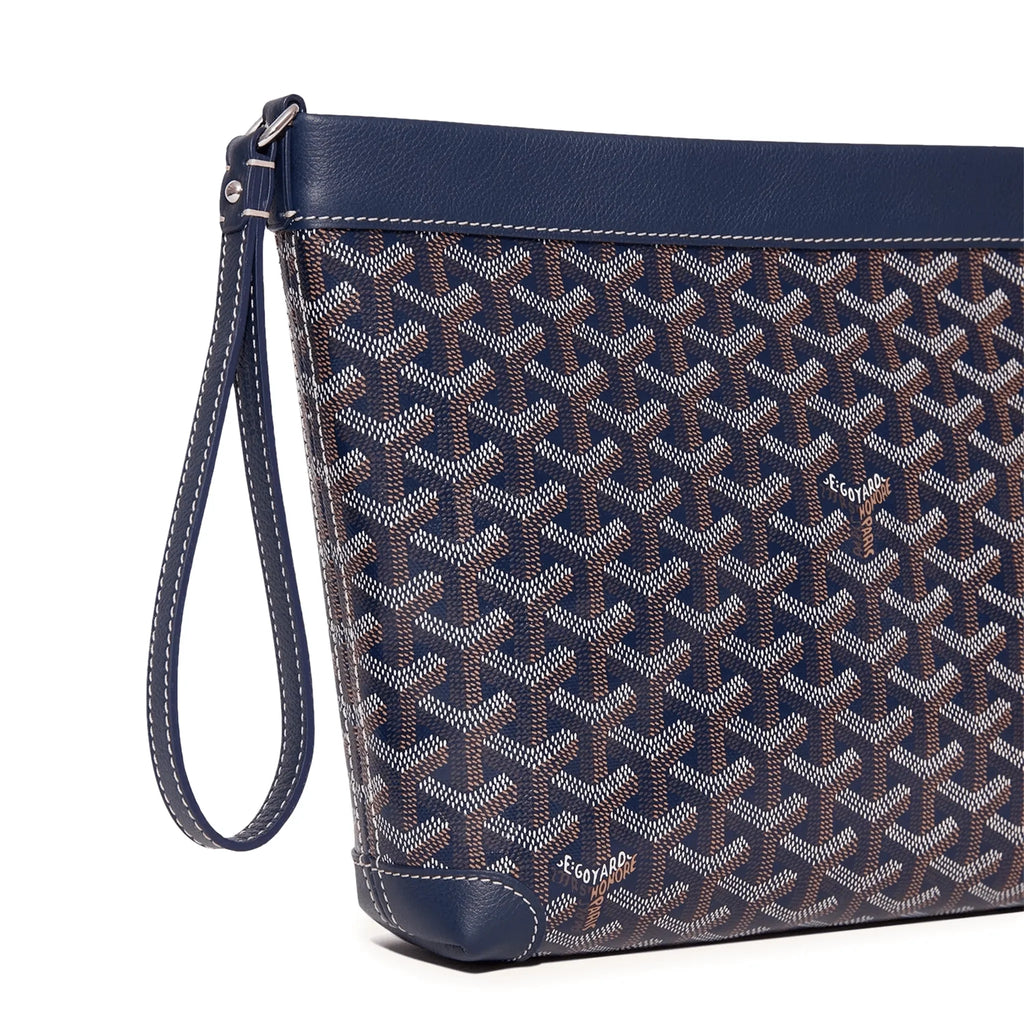 Side view of Goyard Conti Navy Blue Pouch CONTIPPMLTY12CL12P