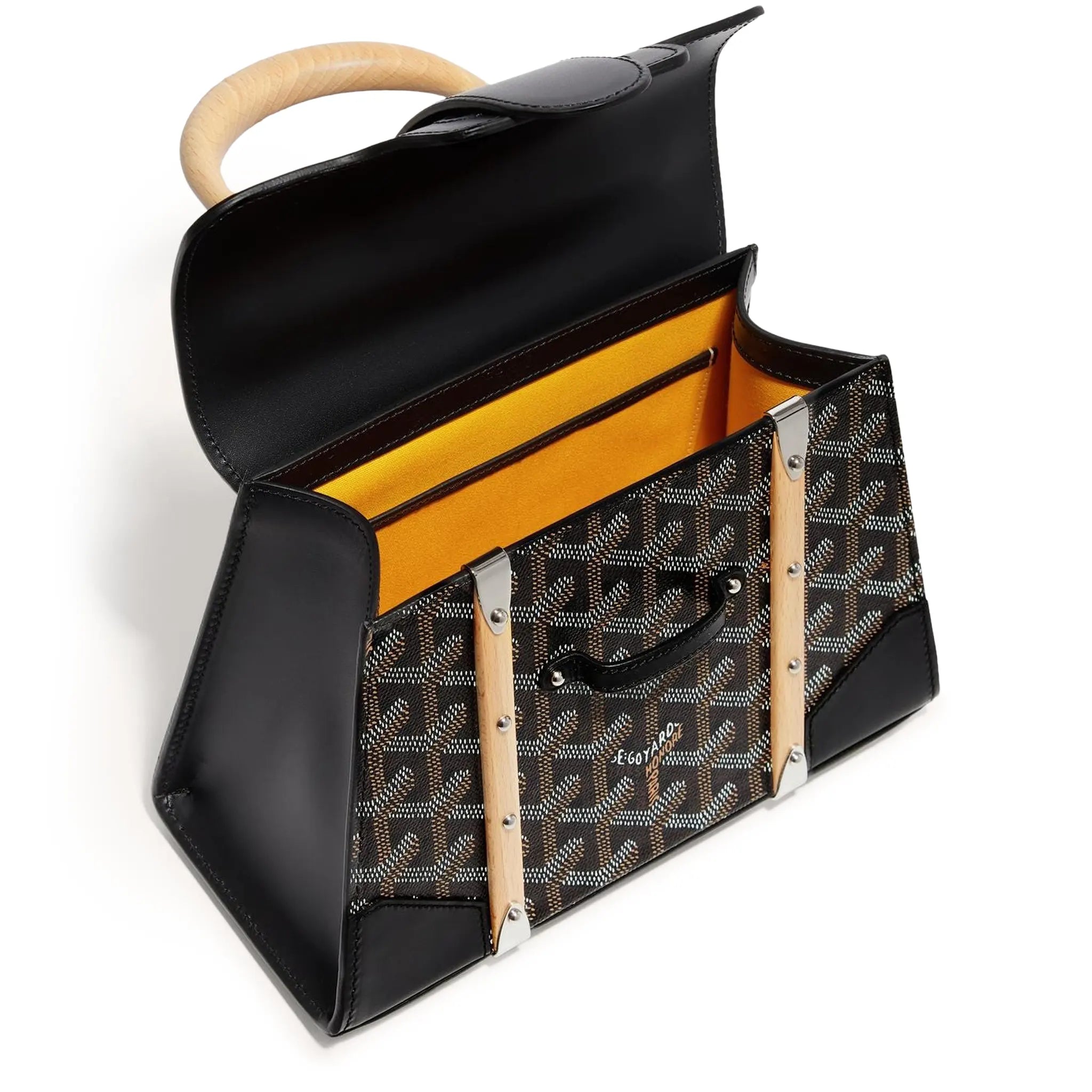 Open view of Goyard Saigon Structure Mini Bag Black SAIGOBMINTY01CL01P