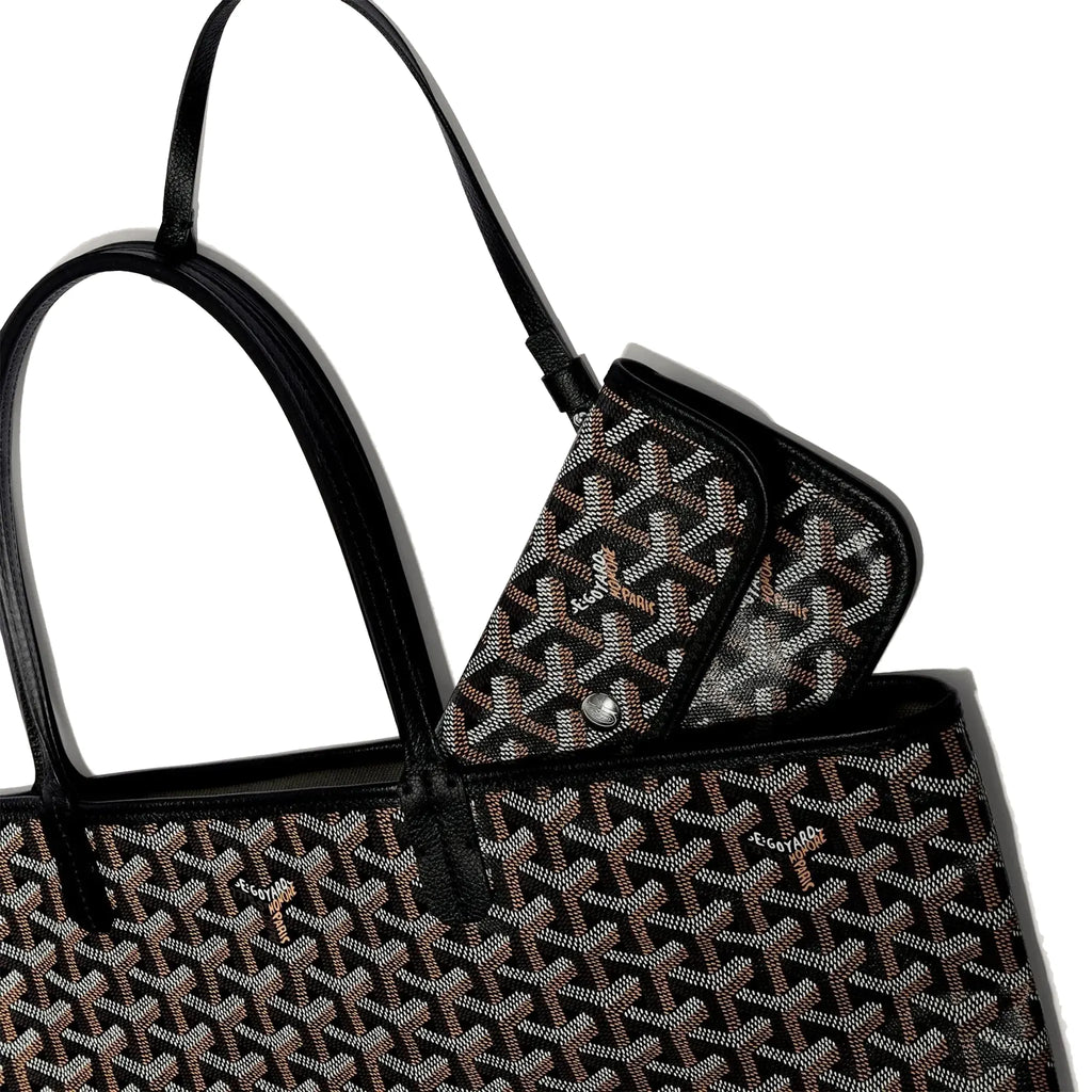 Detail view of Goyard Saint Louis PM Tote Bag Black STLOUIPMLTY01CL01P
