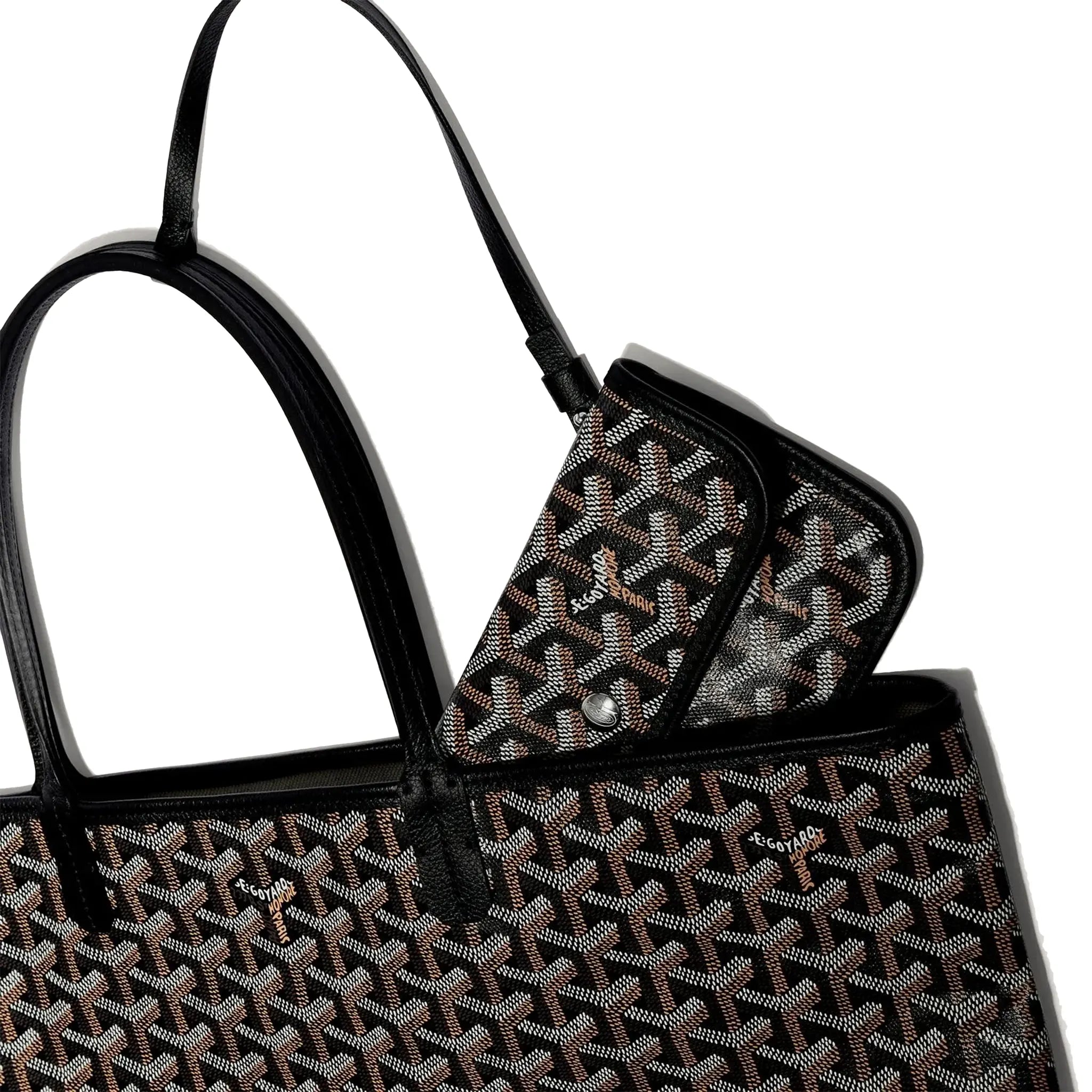 Detail view of Goyard Saint Louis PM Tote Bag Black STLOUIPMLTY01CL01P