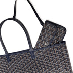 Detail view of Goyard Saint Louis PM Tote Bag Navy Blue STLOUIPMLTY12CL12P