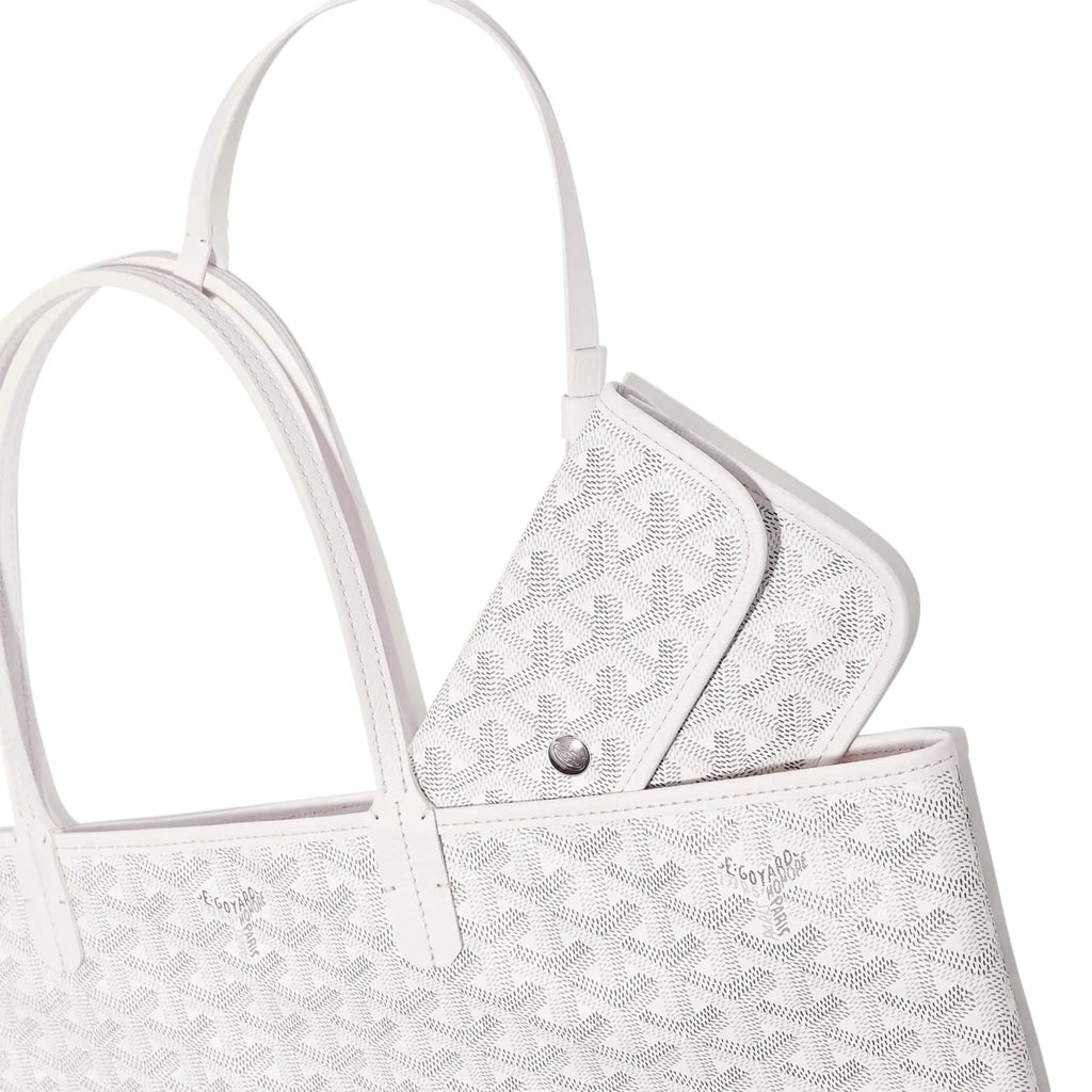 Detail view of Goyard Saint Louis PM Tote Bag White STLOUIPMLTY50CL50P
